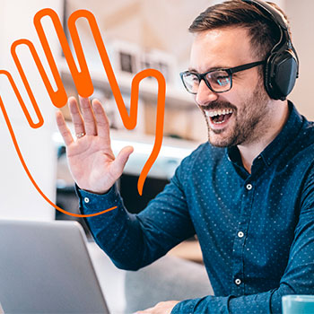 waving to caller on screen